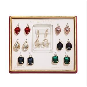 Unwritten Multi-Color Glass Mix and Match Hoop Earring Set
